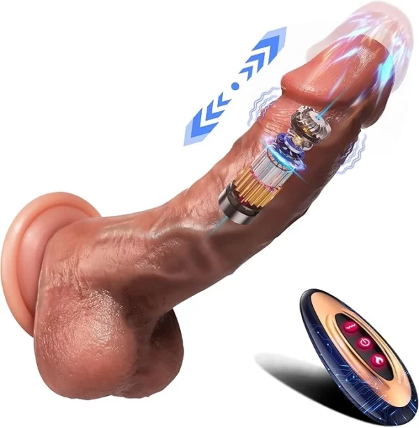 Thrusting Silicone Dildo Sex Toy